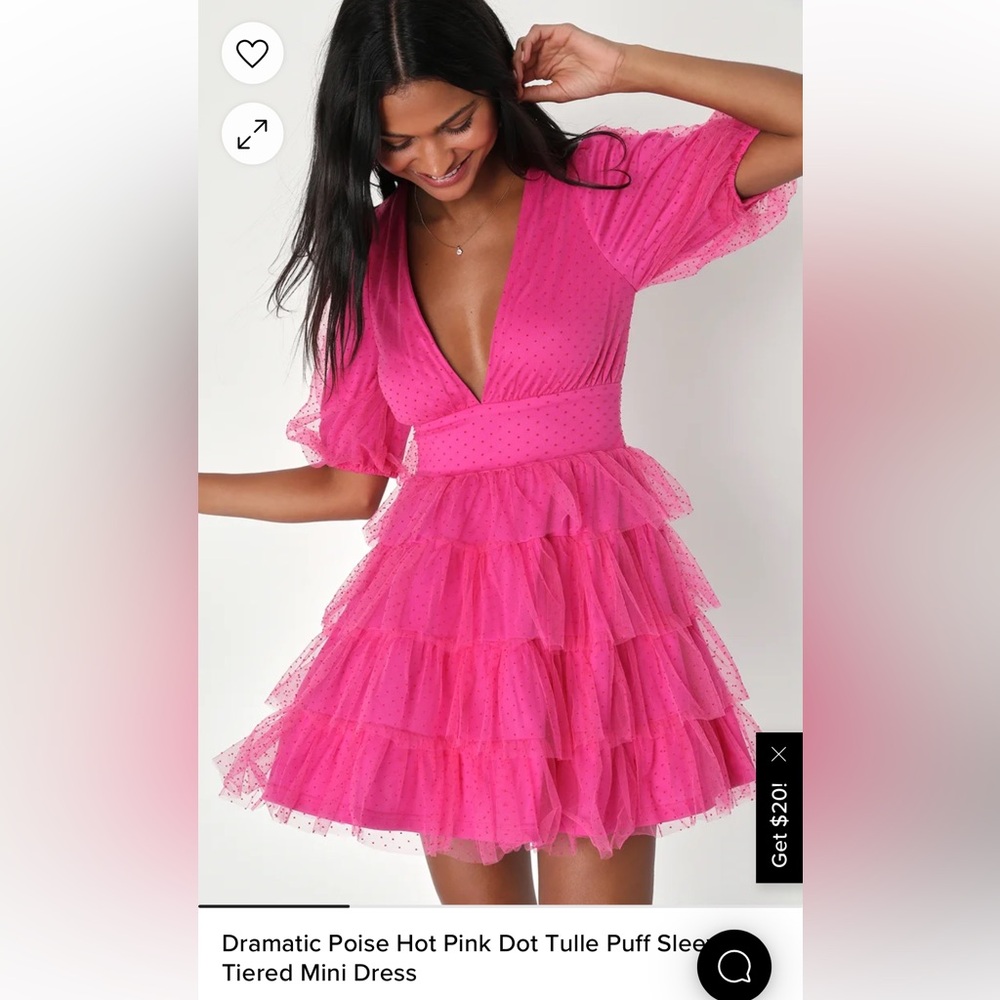 Lulus Dramatic Poise Hot Dot Tulle Pink Dress
